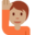 person raising hand, medium skin tone